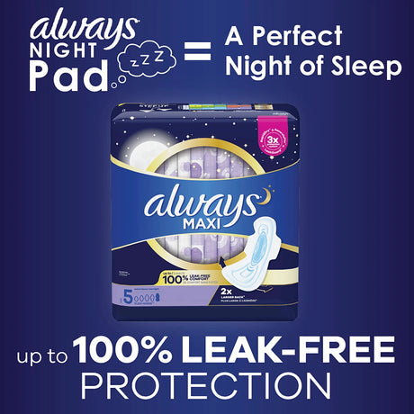 Always Maxi Size 5 Extra Heavy Overnight Pads with Wings, Unscented