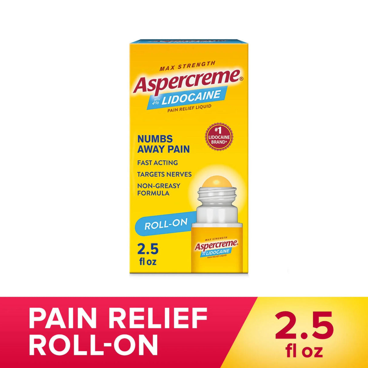 Aspercreme Lidocaine Fragrance-Free Pain Relief Roll-On