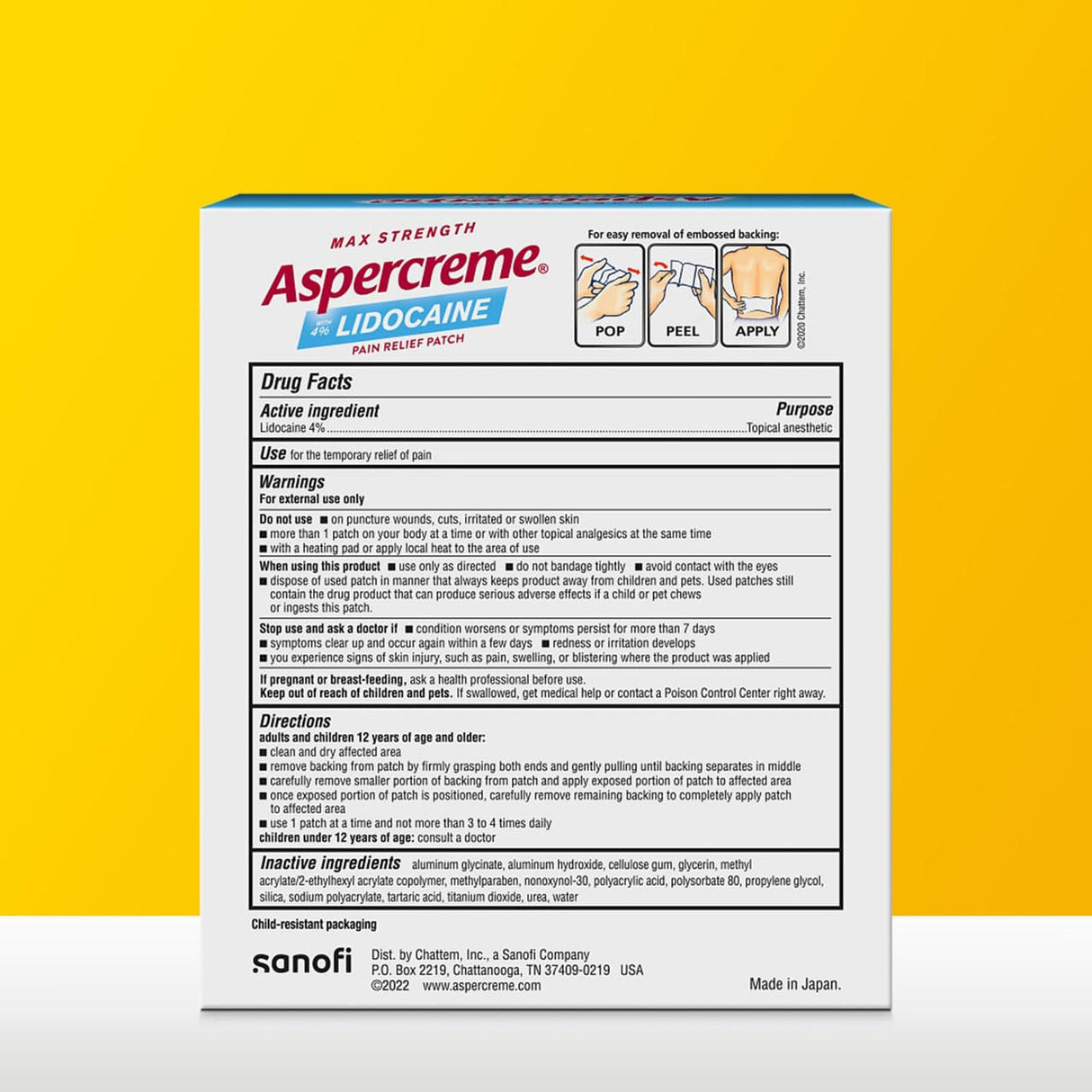 Aspercreme Max Strength Lidocaine Pain Relief Patch