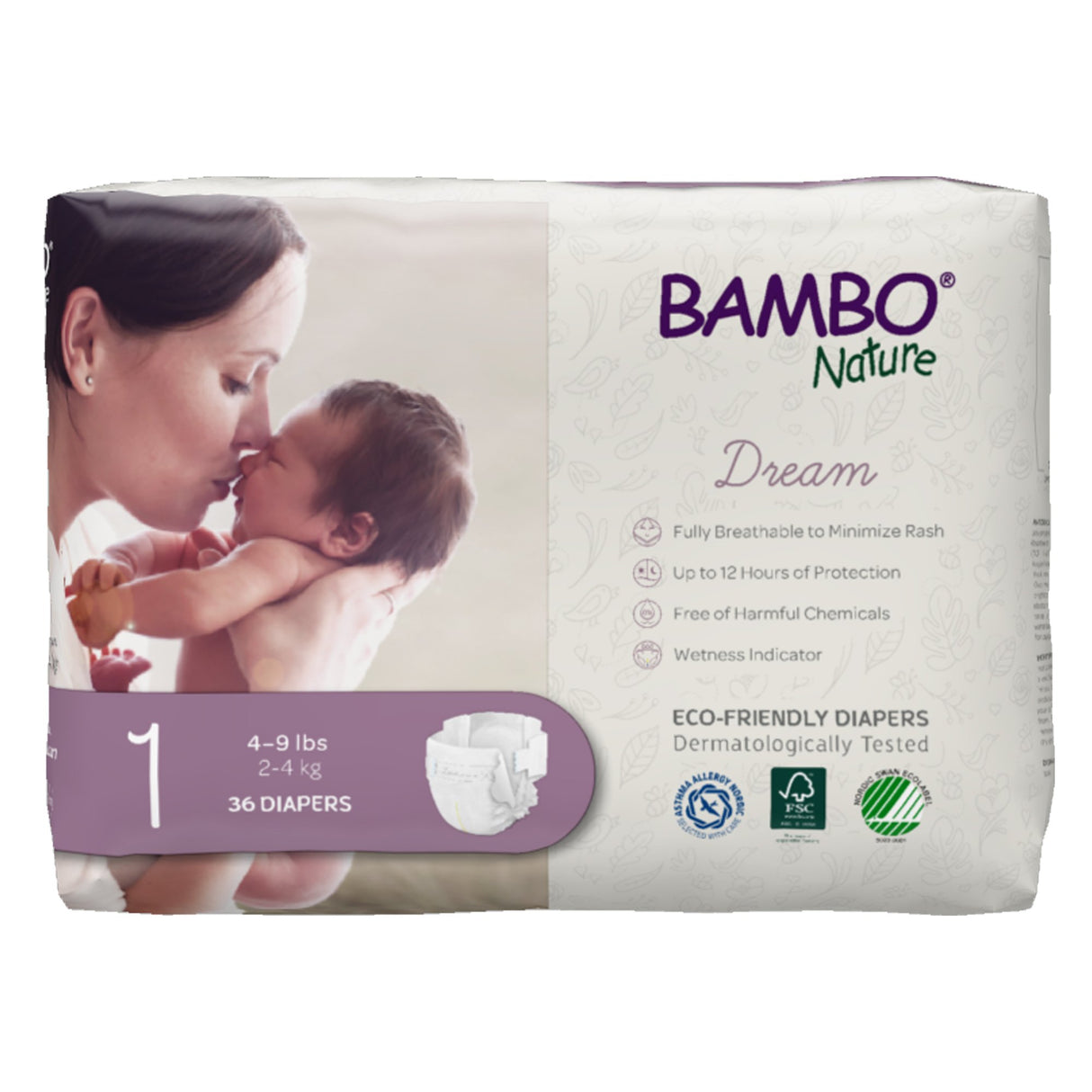 Bambo Nature Dream Eco-Friendly Baby Diapers, Size 1