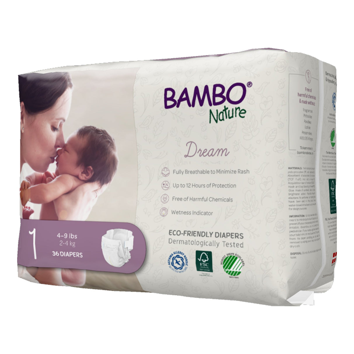 Bambo Nature Dream Eco-Friendly Baby Diapers, Size 1