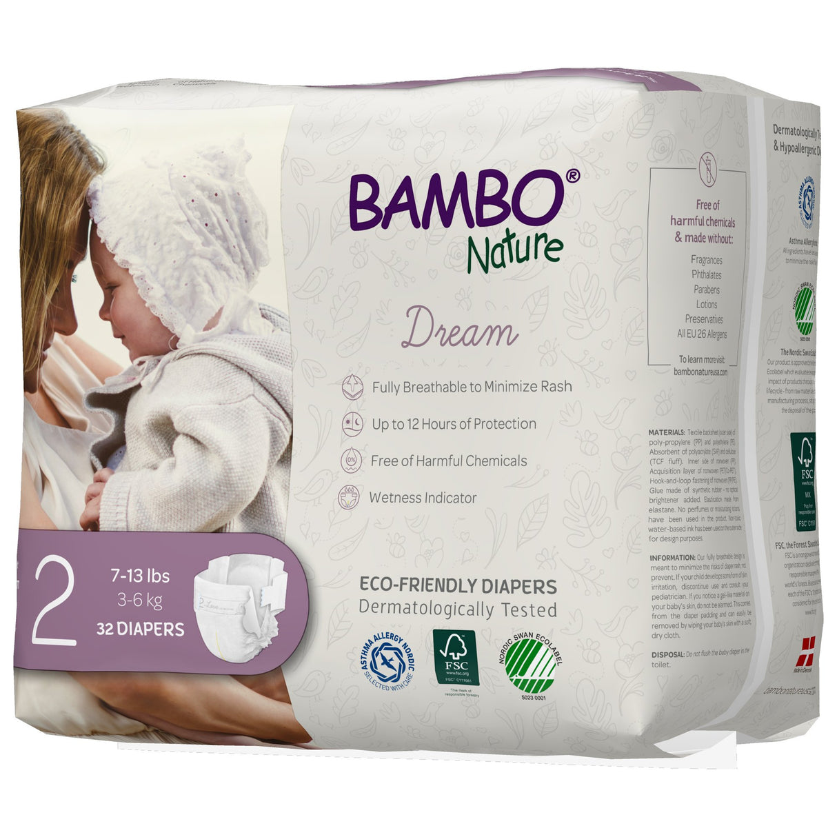 Bambo Nature Dream Eco-Friendly Baby Diapers, Size 2