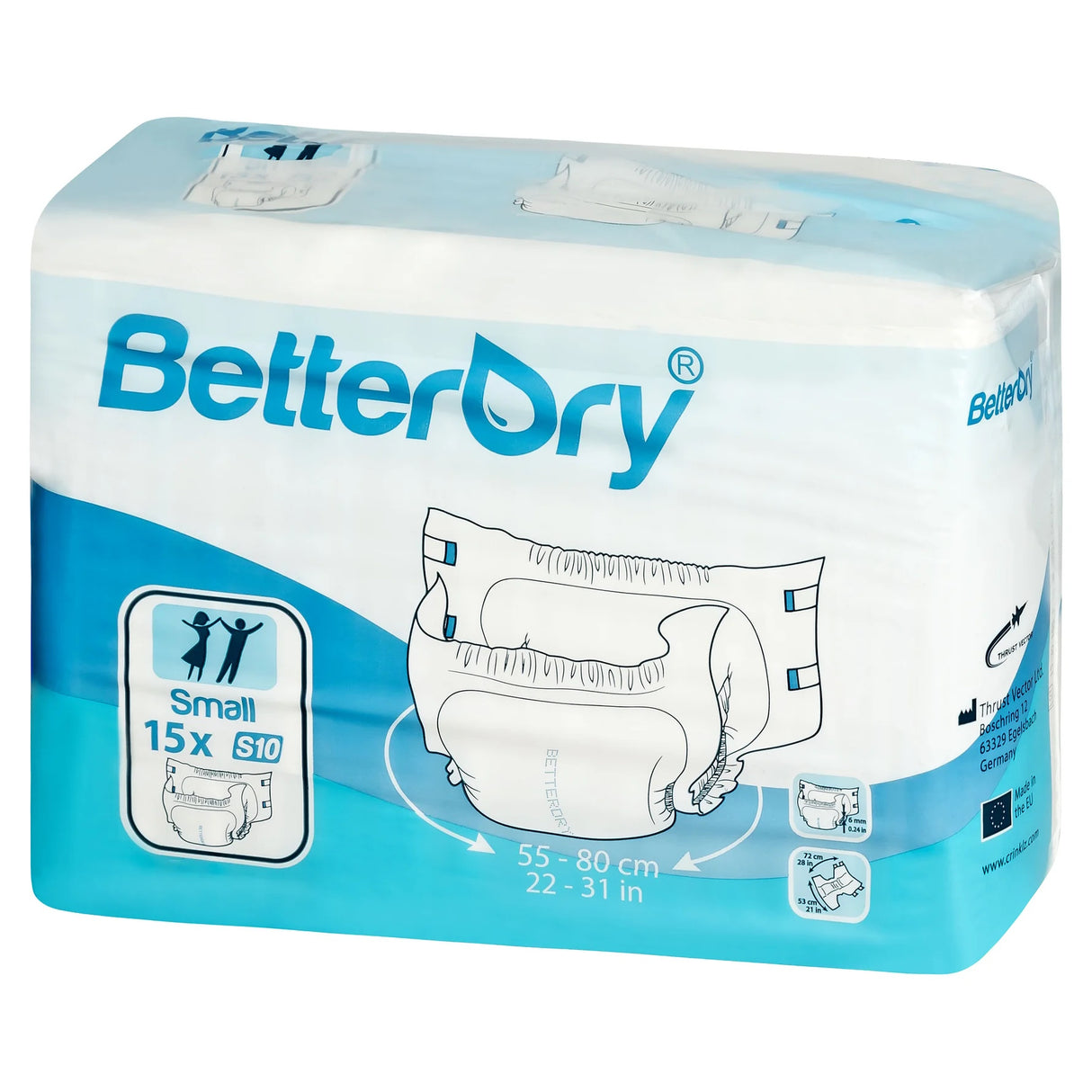 BetterDry Adult Diapers w/ Plastic Backing