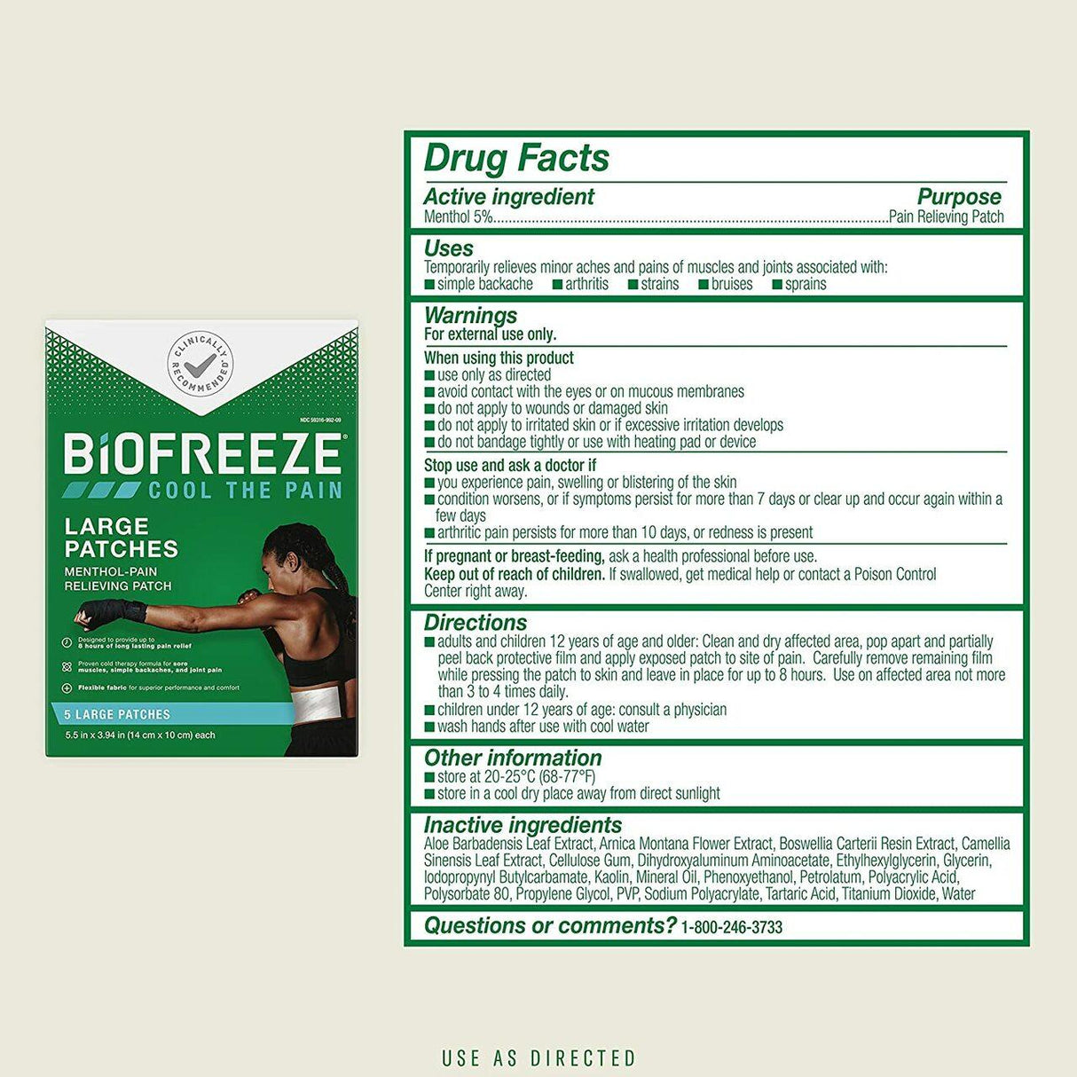 Biofreeze Professional Pain Relief Patch, Box, Large Patches