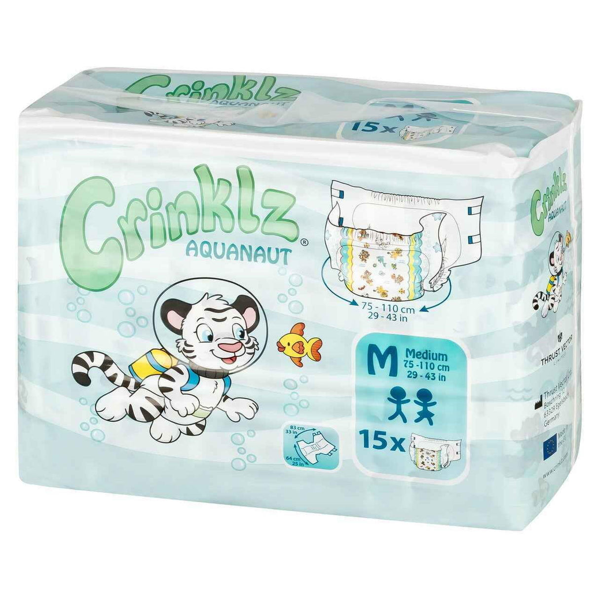 Crinklz Printed Adult Diapers w/ Plastic Backing, Aquanaut Print