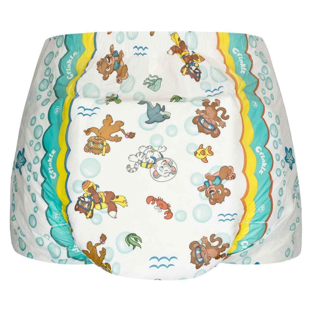 Crinklz Printed Adult Diapers w/ Plastic Backing, Aquanaut Print