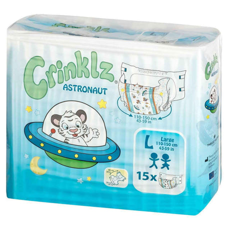 Crinklz Printed Adult Diapers w/ Plastic Backing, Astronaut Print