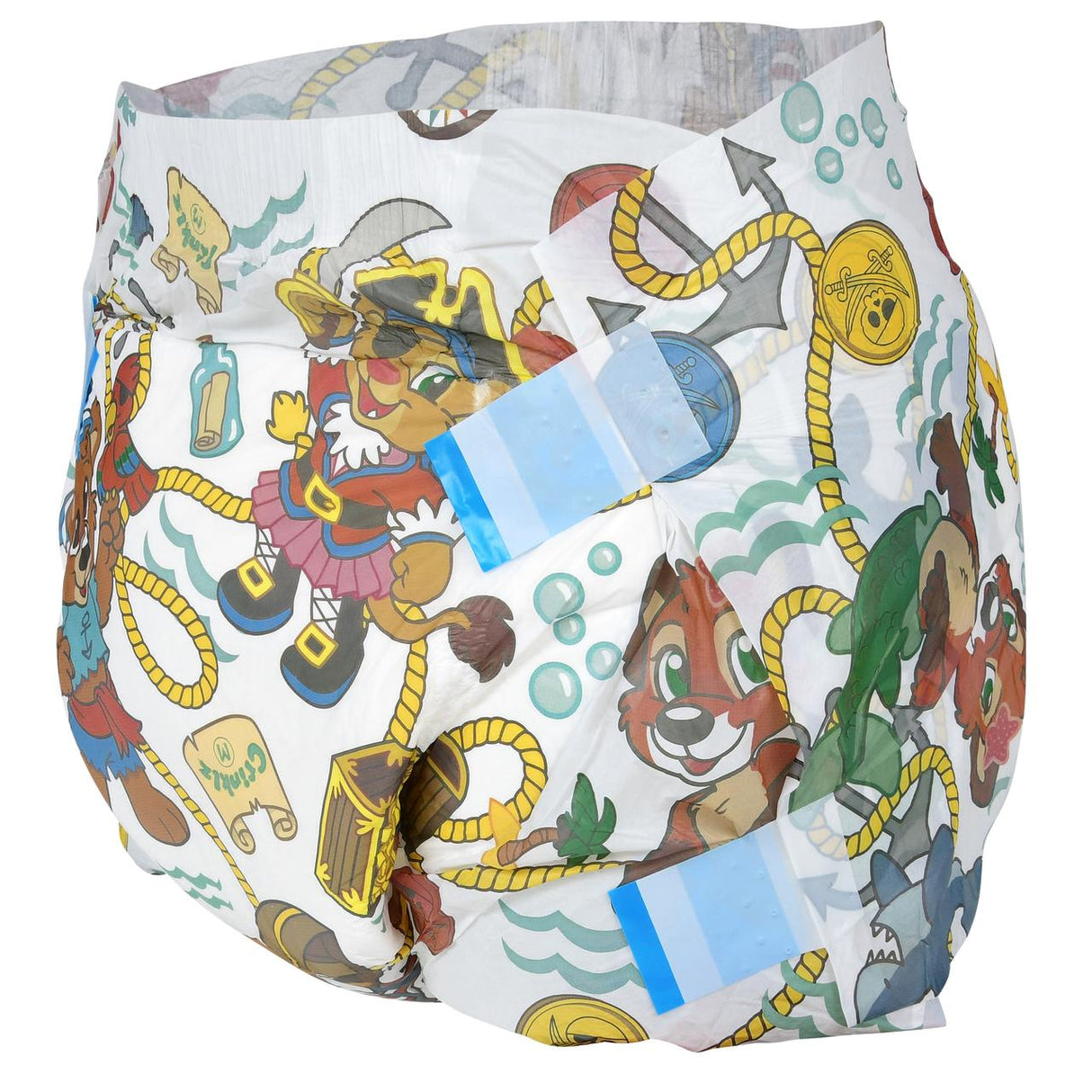 Crinklz Printed Adult Diapers w/ Plastic Backing, Buccaneer Print