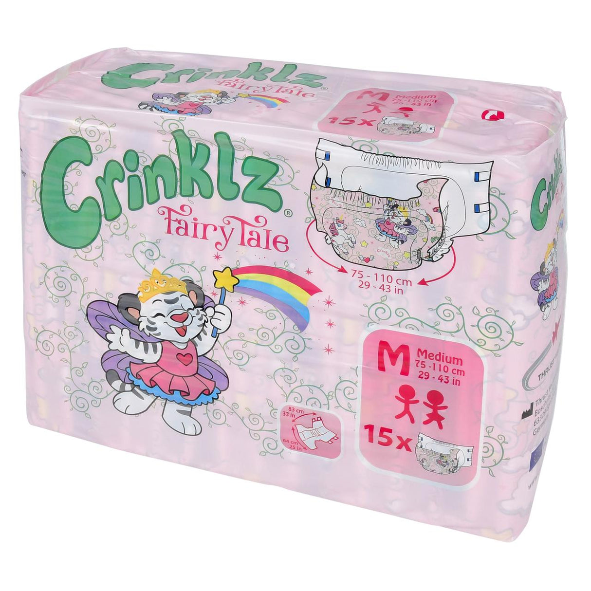 Crinklz Printed Adult Diapers w/ Plastic Backing, Fairy Tale Print