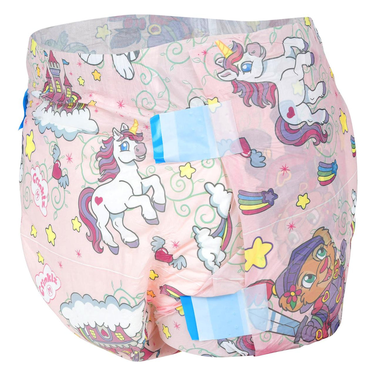 Crinklz Printed Adult Diapers w/ Plastic Backing, Fairy Tale Print