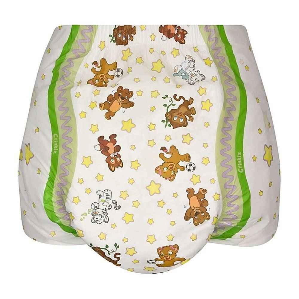 Crinklz Printed Adult Diapers w/ Plastic Backing, Original Print