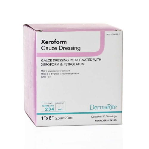 DermaRite Xeroform Petrolatum Gauze Dressing, 1 x 8 Inch, Sterile