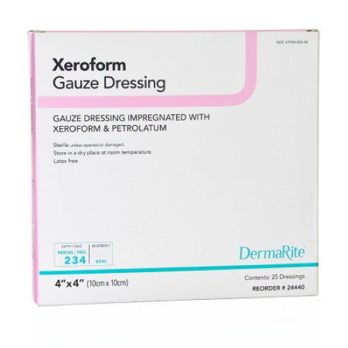 DermaRite Xeroform Petrolatum Gauze Dressing, 4 x 4 Inch, Sterile