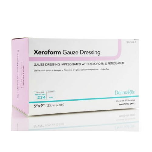 DermaRite Xeroform Petrolatum Gauze Dressing, 5 x 9 Inch, Sterile