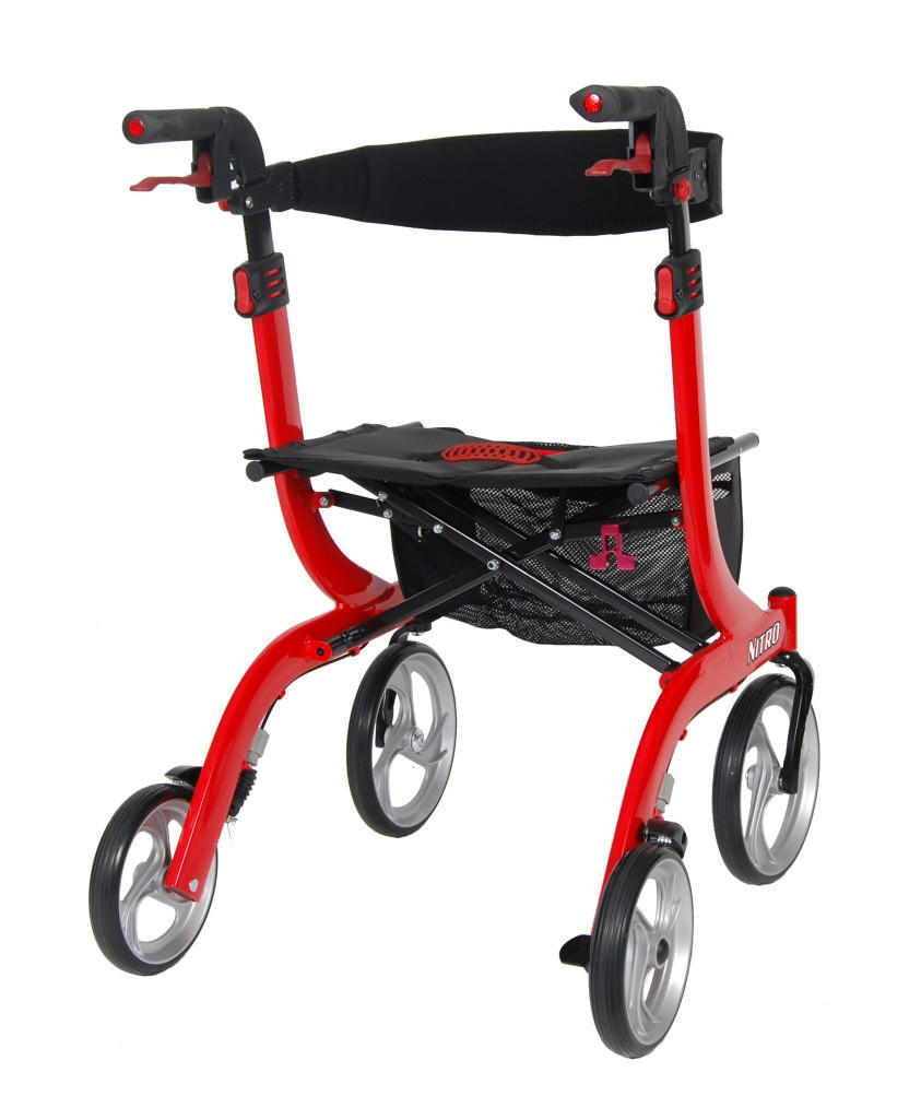 Drive Nitro Aluminum 4 Wheel Rollator, Black, 10" Casters