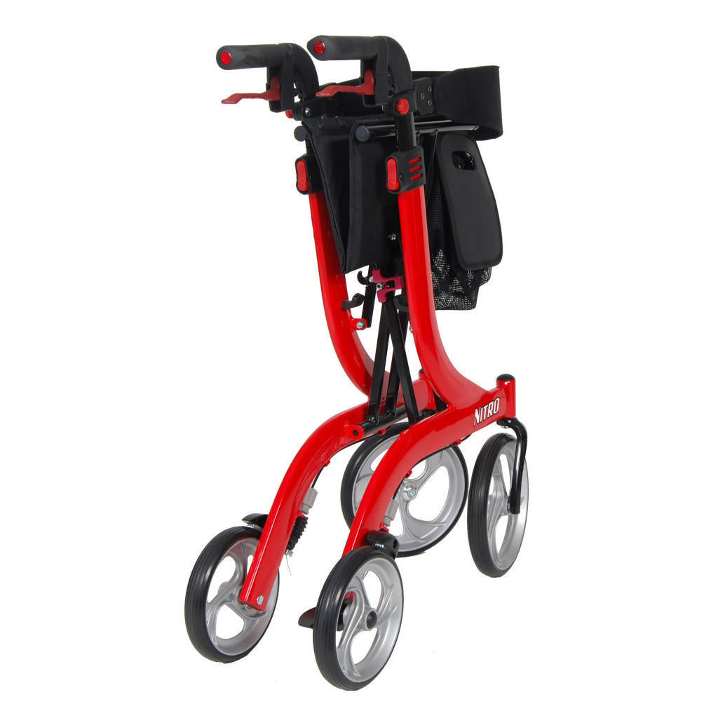 Drive Nitro Aluminum 4 Wheel Rollator, Black, 10" Casters