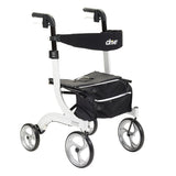 Drive Nitro Aluminum 4 Wheel Rollator, White, 10" Casters