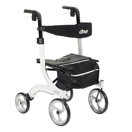 Drive Nitro Aluminum 4 Wheel Rollator, White, 10" Casters