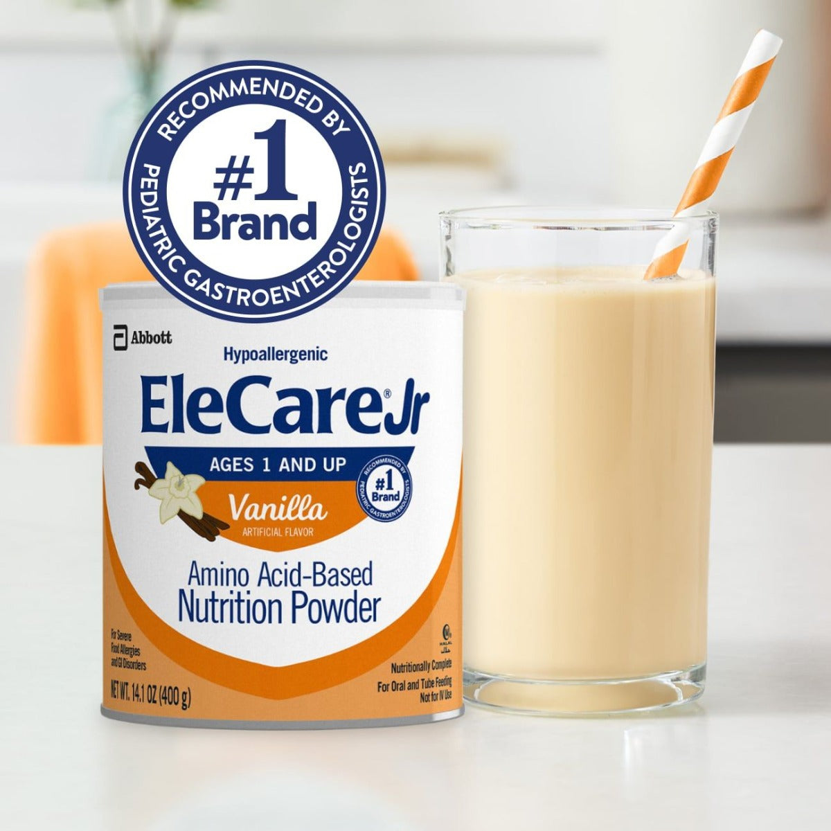 EleCare Jr Amino Acid-Based Nutrition Powder, Vanilla, 14.1 oz Can