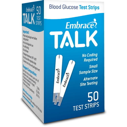 EmbraceTALK Blood Glucose Test Strips, Box of 50