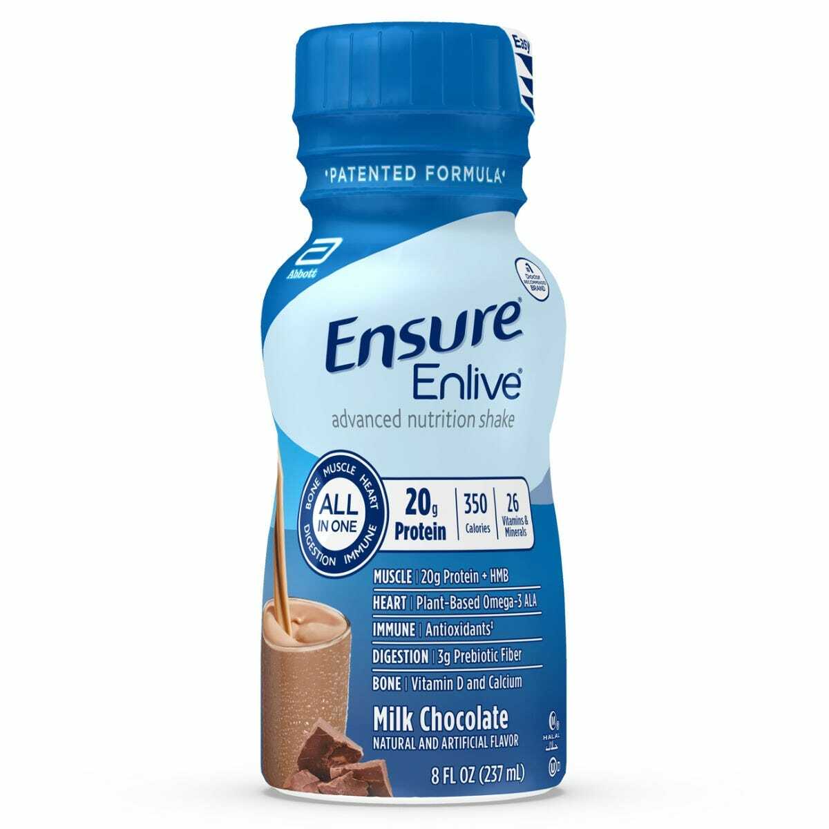 Ensure Enlive Milk Chocolate, 8 oz Bottle, CS/24