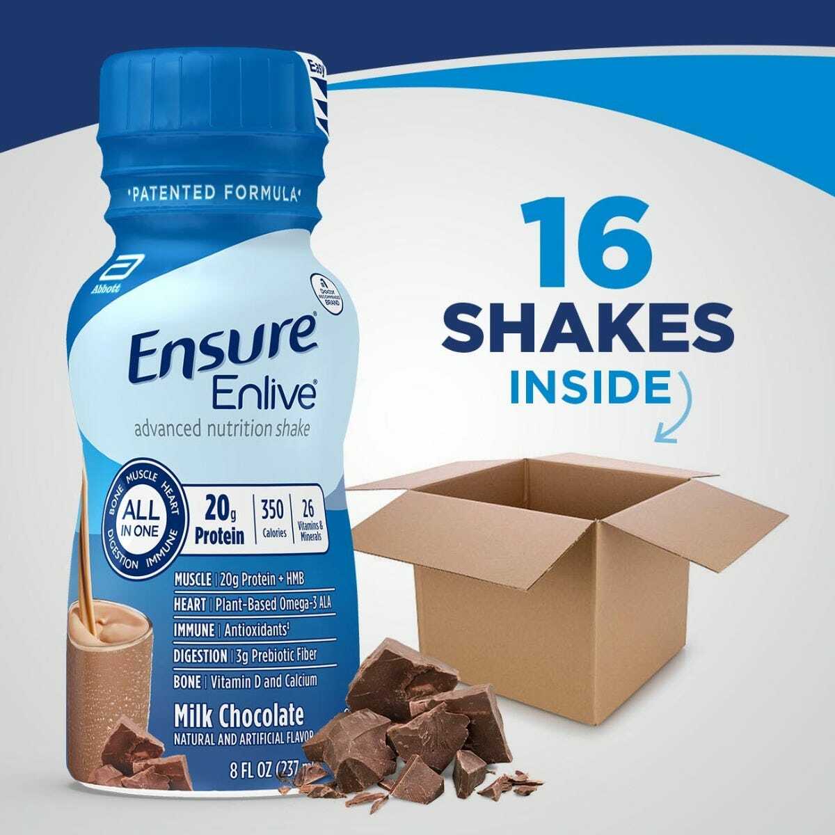 Ensure Enlive Milk Chocolate, 8 oz Bottle, CS/24