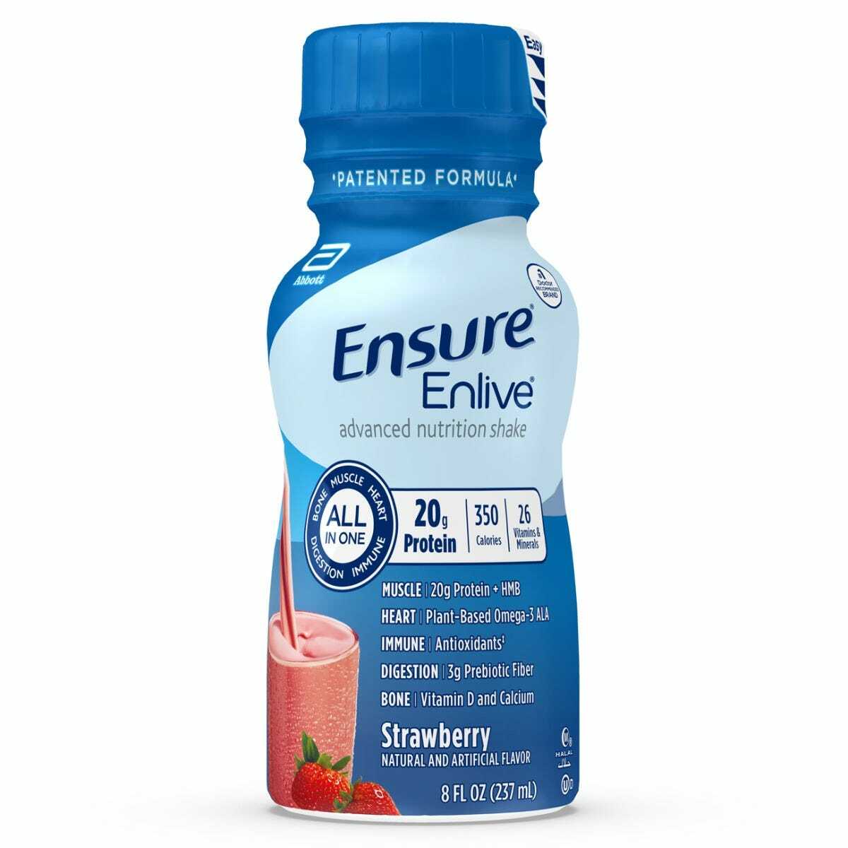 Ensure Enlive Strawberry, 8 oz Bottle, CS/24