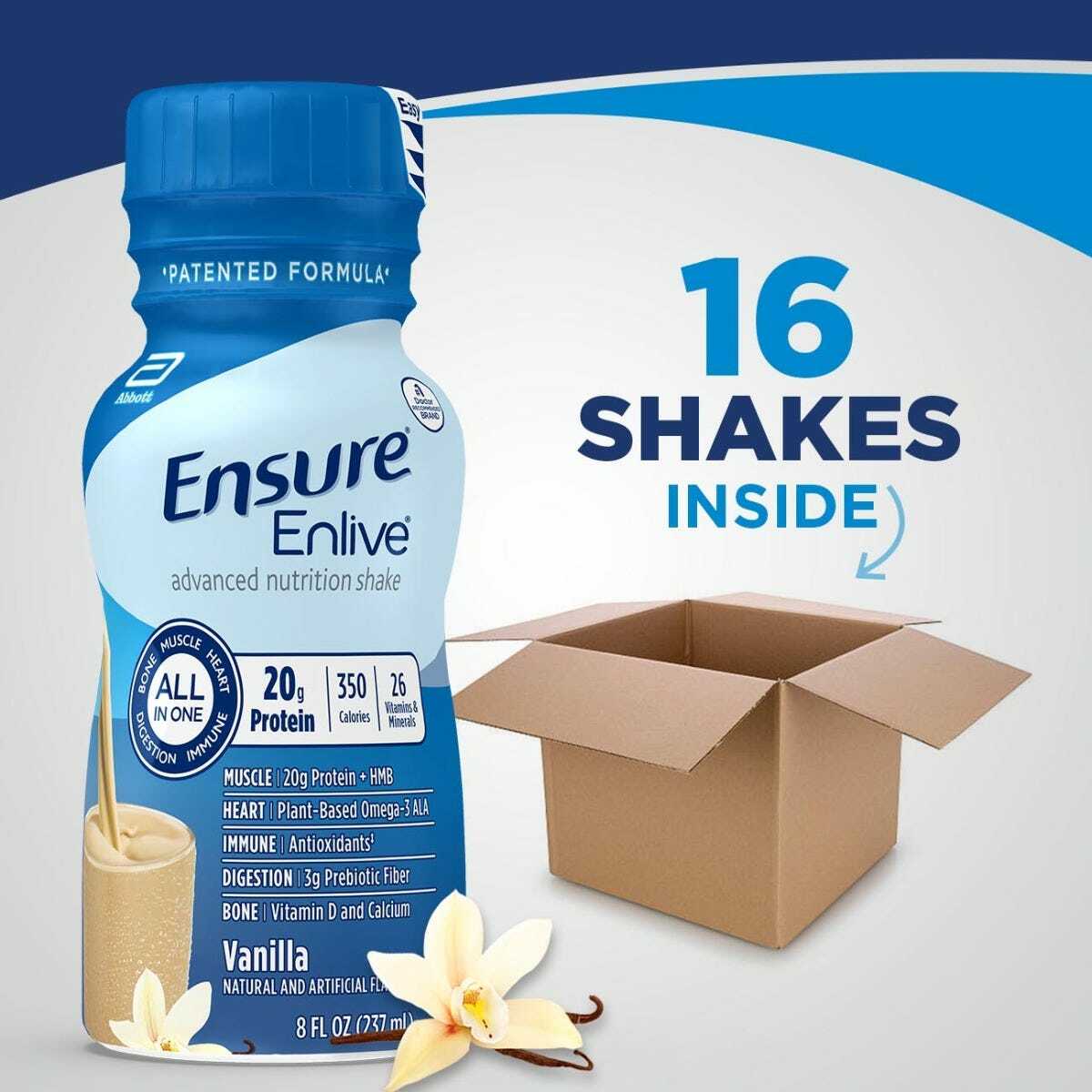 Ensure Enlive Vanilla, 8 oz Bottle, CS/24