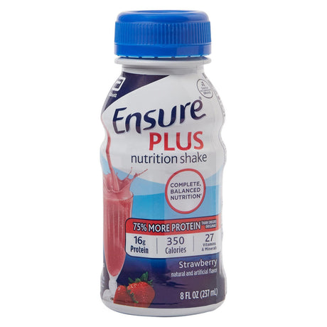 Ensure Plus Nutritional Shake, Strawberry, 8 oz Bottle, CS/24