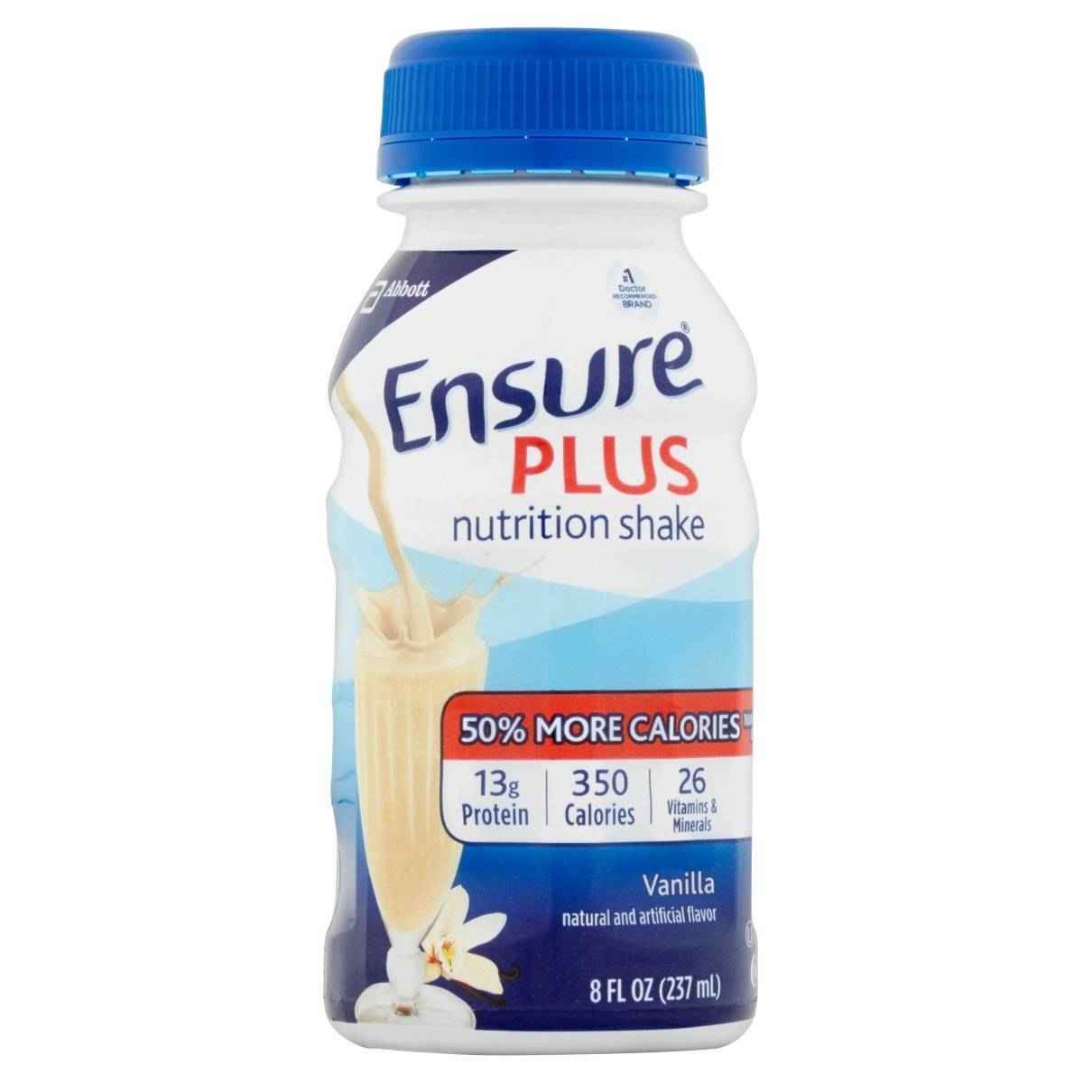 Ensure Plus Nutritional Shake, Vanilla, 8 oz Bottle, CS/24