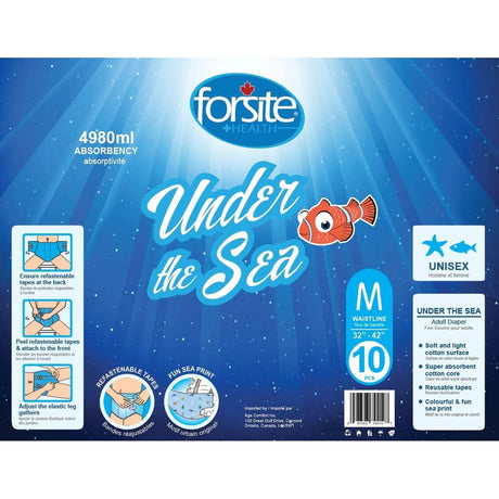 Forsite AM:PM Adult Diapers w/ Plastic Backing, Under the Sea