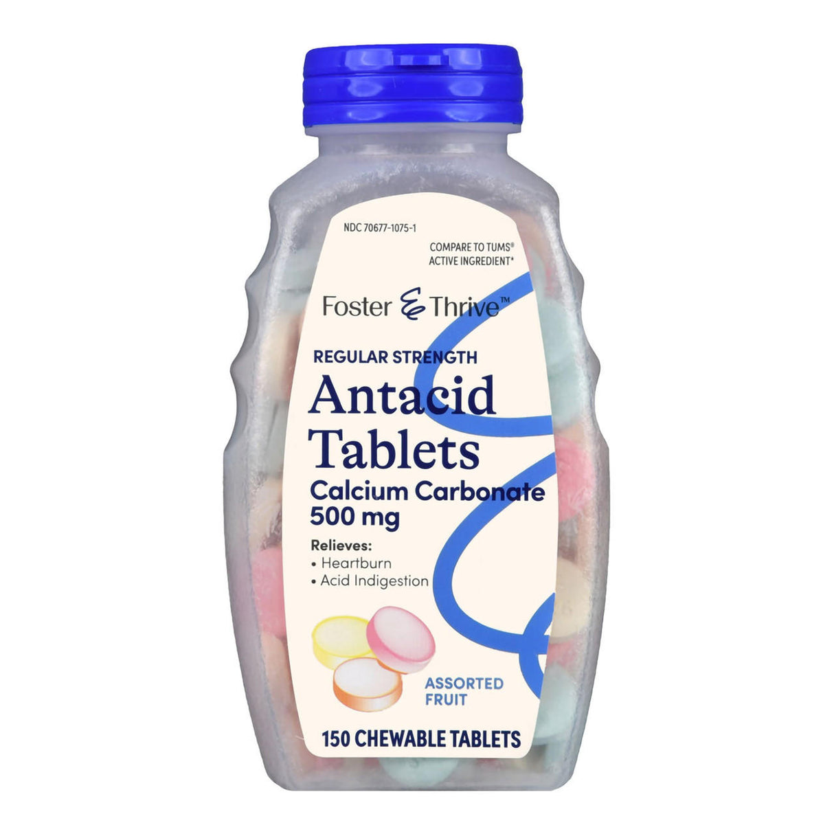 Foster & Thrive Chewable Antacid Tablets, 500 mg Strenth, 150 ct Bottle