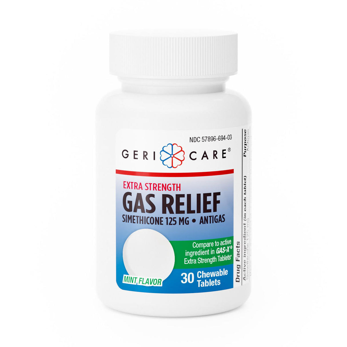 Geri-Care Gas Relief Tablets, 125 mg, Mint Flavor