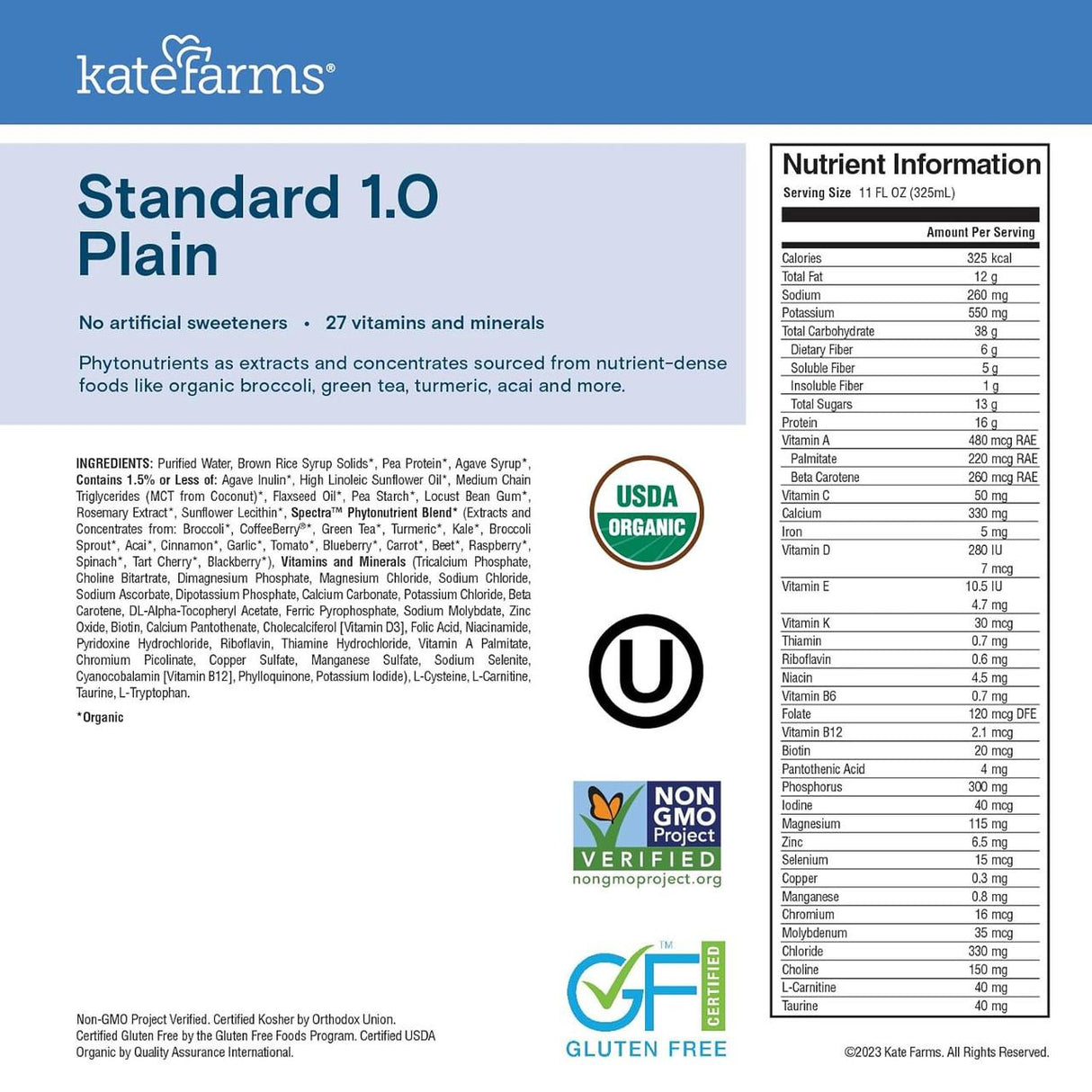 Kate Farms Standard Formula 1.0, Plain, Case/12