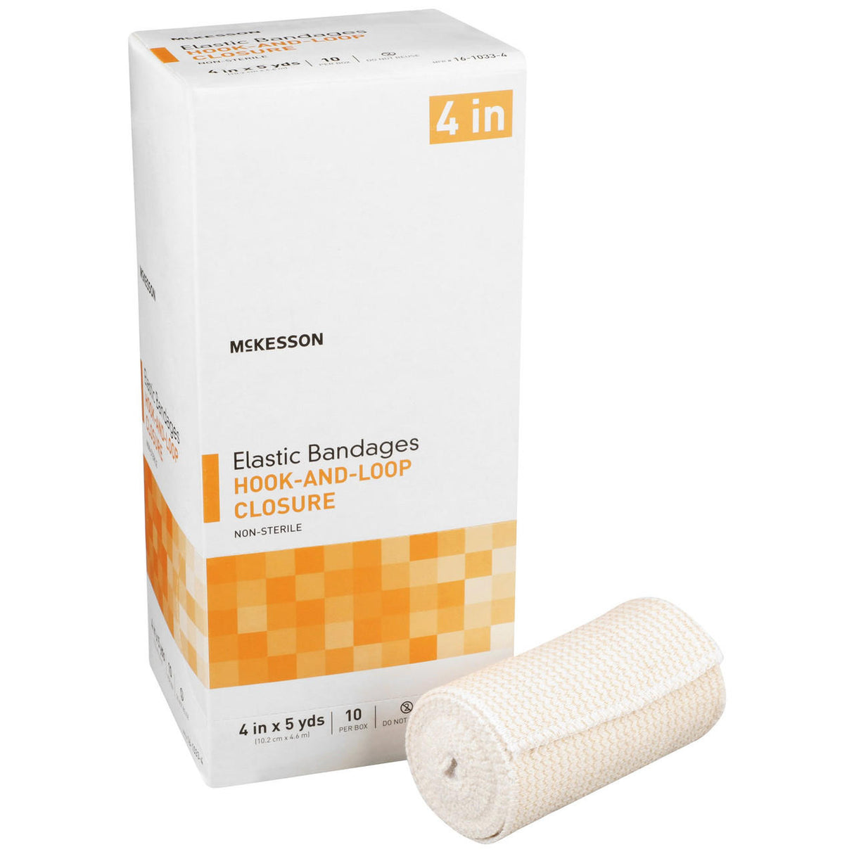 McKesson Elastic Hook & Loop Bandage, 4 in x 5 yd Roll, Non-Sterile