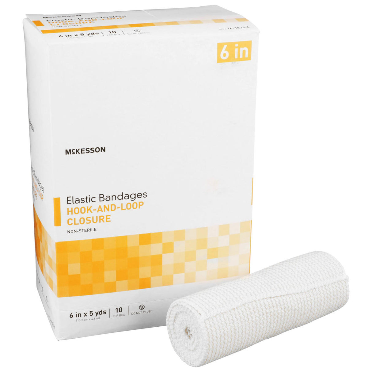 McKesson Elastic Hook & Loop Bandage, 6 in x 5 yd Roll, Non-Sterile