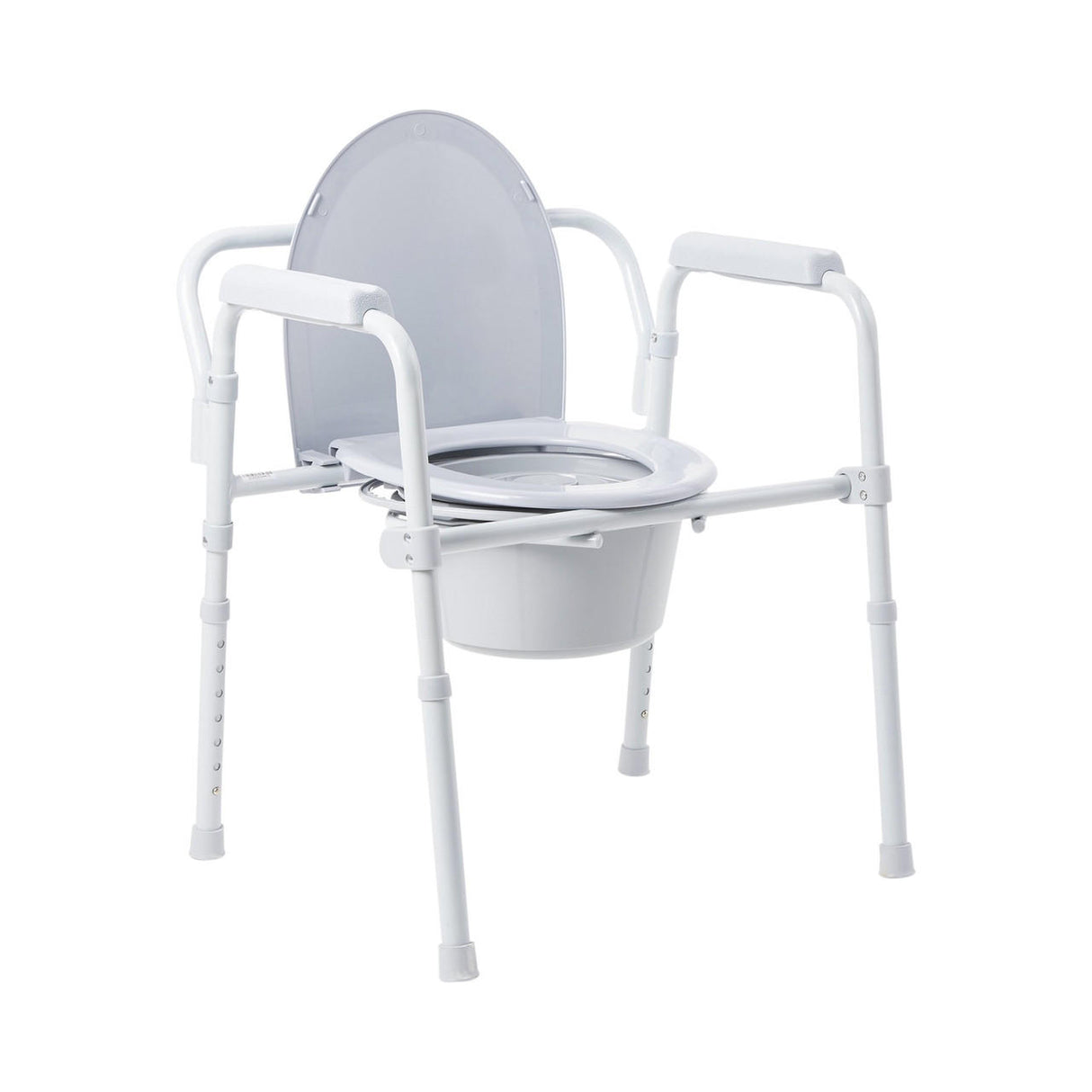 McKesson Folding Commode Chair, Fixed Arm, Steel Frame