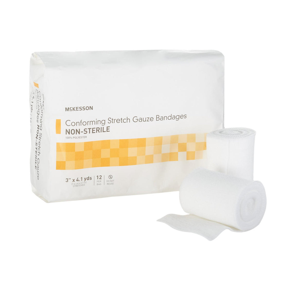 McKesson Gauze Conforming Bandage, 3 in x 4.1 yds Roll, Non-Sterile