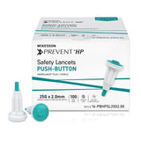 McKesson Prevent Safety Lancet Fixed Depth Lancet Needle, Push Button, 100 ct