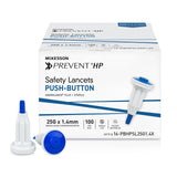 McKesson Prevent Safety Lancet Fixed Depth Lancet Needle, Push Button, 100 ct