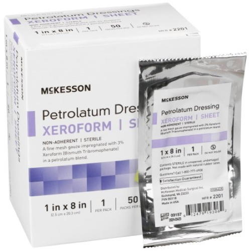 McKesson Xeroform Petrolatum Gauze Dressing, 1 x 8 Inch, Sterile