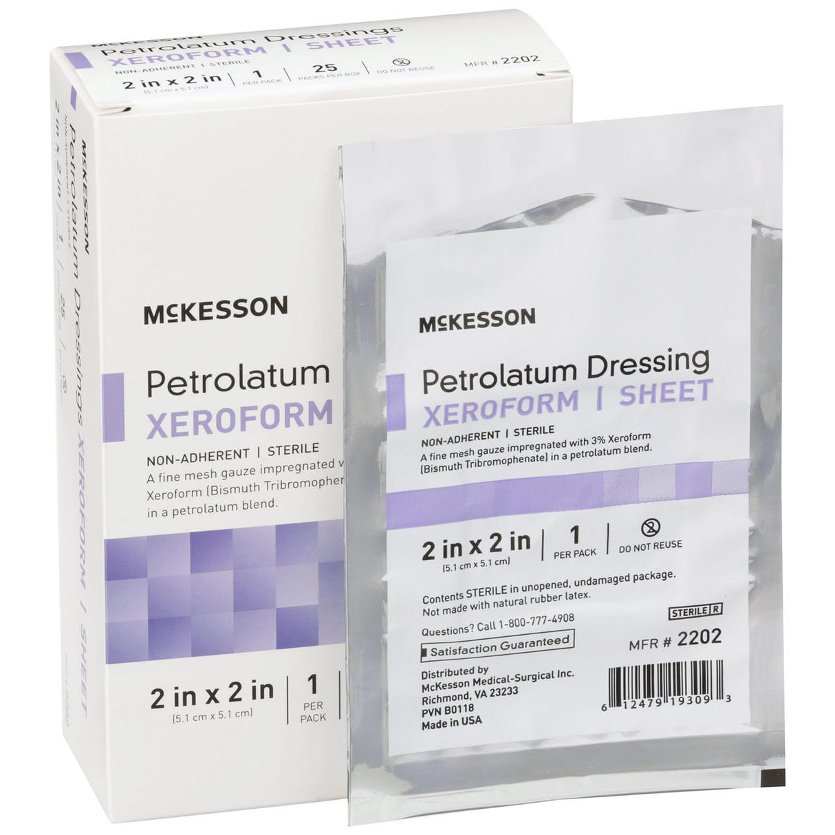 McKesson Xeroform Petrolatum Gauze Dressing, 2 x 2 Inch, Sterile