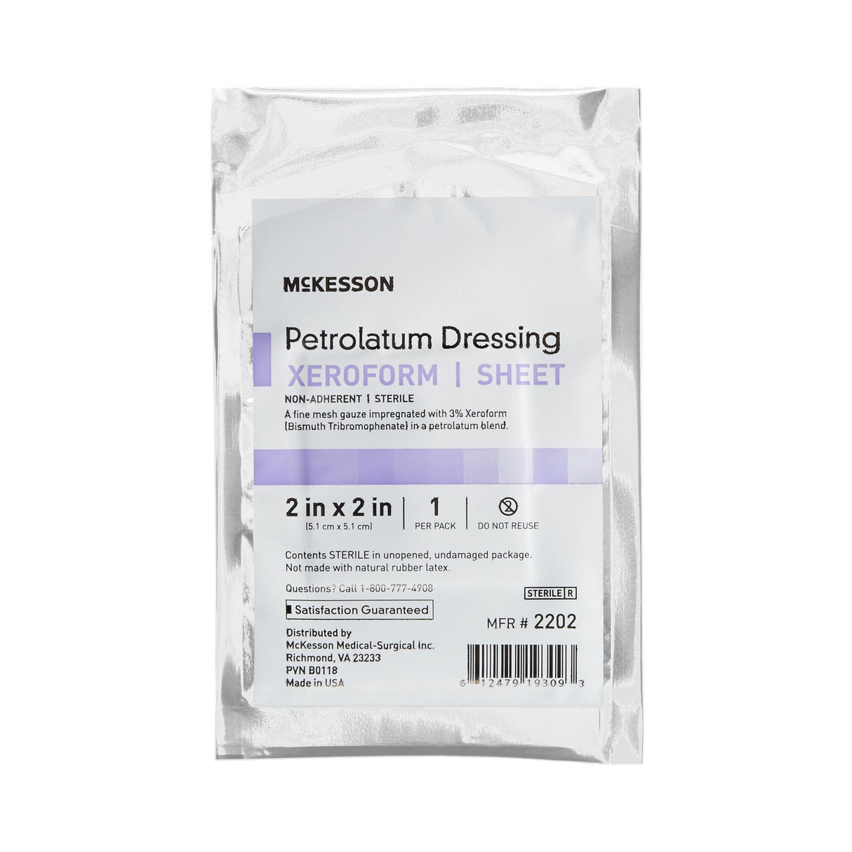 McKesson Xeroform Petrolatum Gauze Dressing, 2 x 2 Inch, Sterile