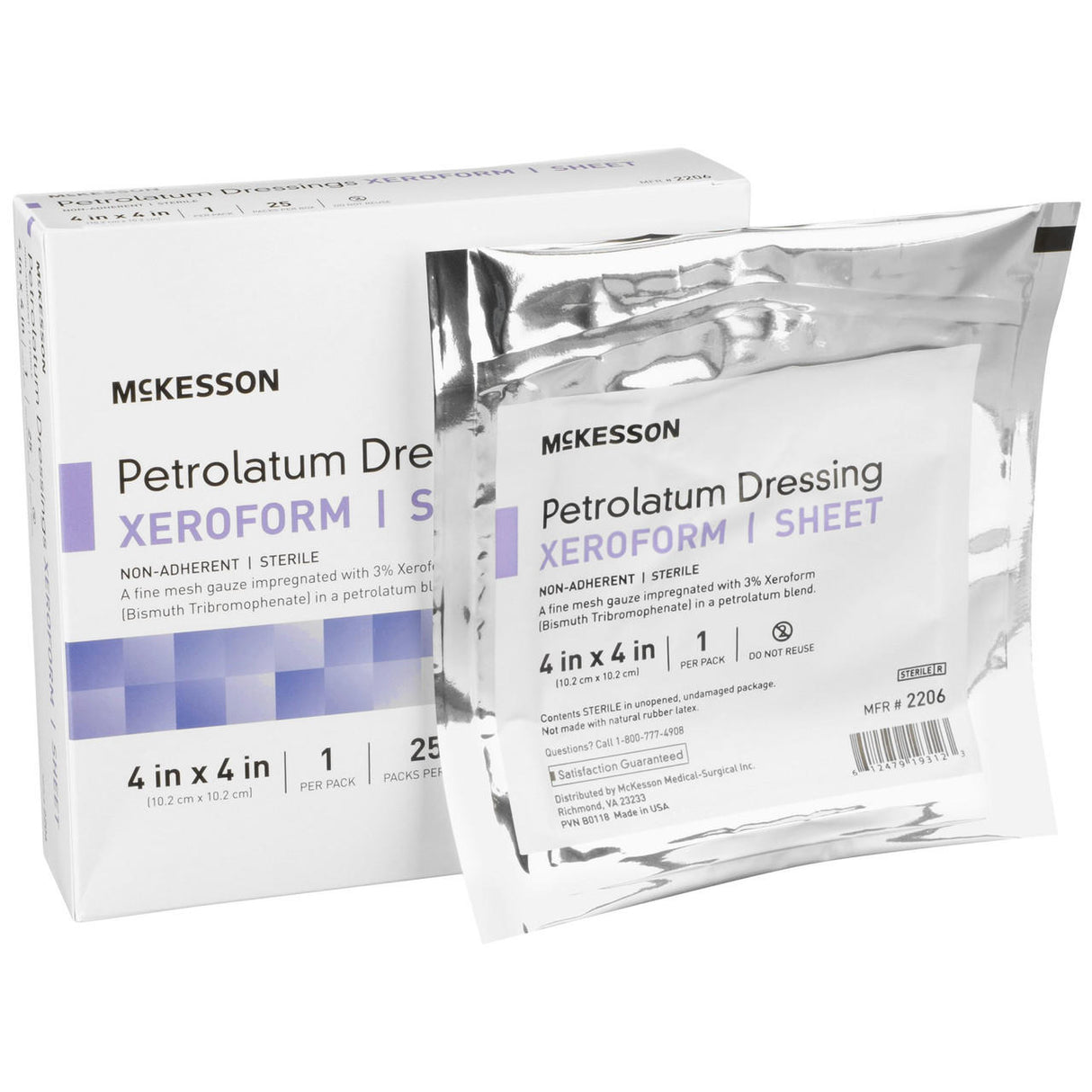 McKesson Xeroform Petrolatum Gauze Dressing, 4 x 4 Inch, Sterile