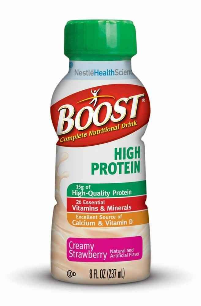 Nestle Boost High Protein, Creamy Strawberry, 8 oz Bottle, Case/24