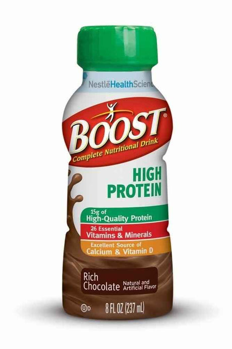 Nestle Boost High Protein, Rich Chocolate, 8 oz Bottle, Case/24