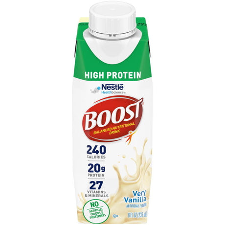 Nestle Boost High Protein, Very Vanilla, 8 oz Carton, Case/24