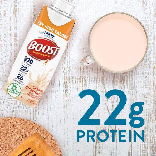 Nestle Boost Very High Calorie (VHC), Strawberry, 8 oz Carton, Case/24