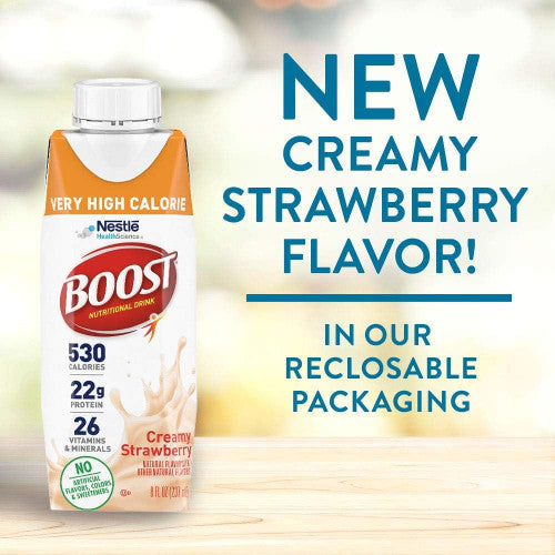 Nestle Boost Very High Calorie (VHC), Strawberry, 8 oz Carton, Case/24