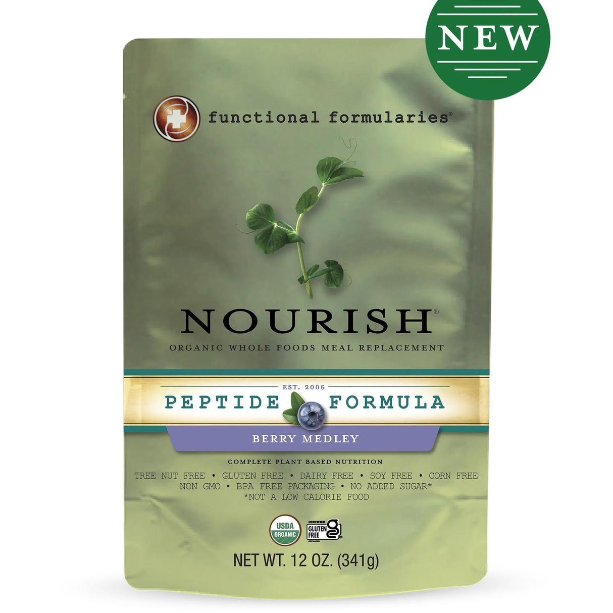 Nourish Pediatric Peptide Organic Tube Feeding Formula and Oral Supplement, Berry Medley